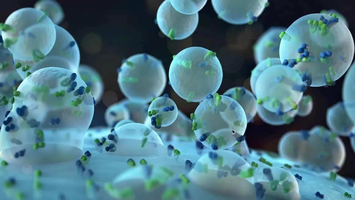 Microscopic render of exosome vesicles